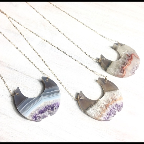 Blossom and Grow Jewelry Jewelry - Amethyst quartz crescent necklace on 14k chain